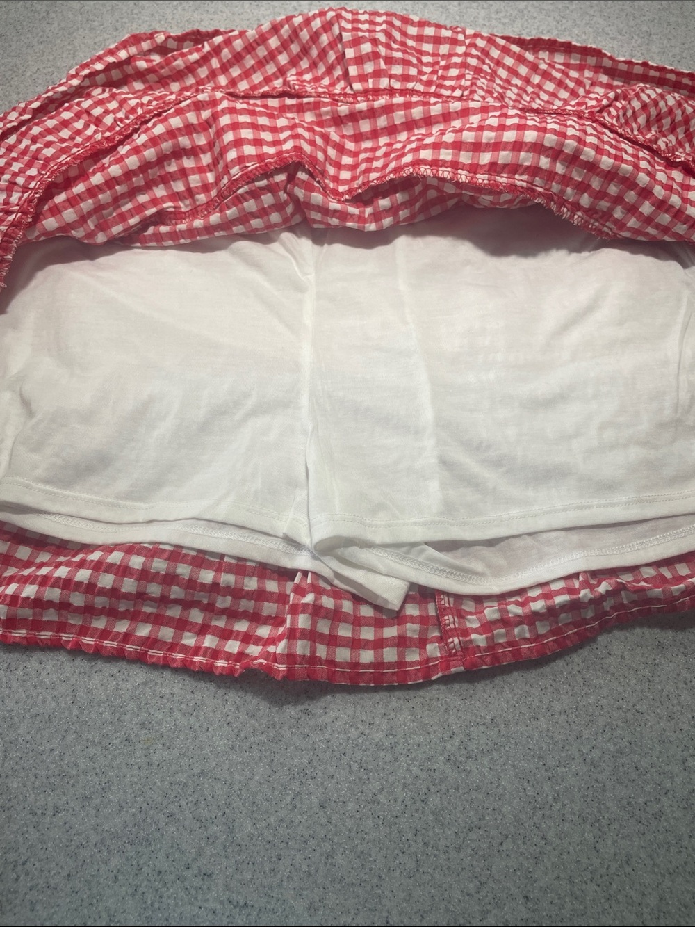 Red and White Gingham Tiered Skort - Picture 2 of 3